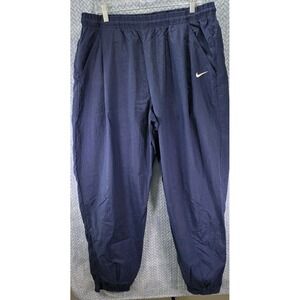 Nike Nylon Drill Track Pants Swoosh Y2K Navy Small Rip Mens Size XL